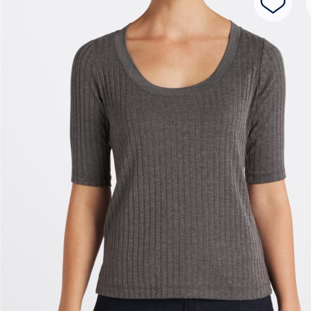 Nine Britton Charcoal Ribbed Knit Tee